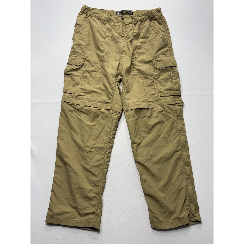 REI Mens Medium Beige Nylon Convertible Cargo Hiking Pants UPF 50 794407